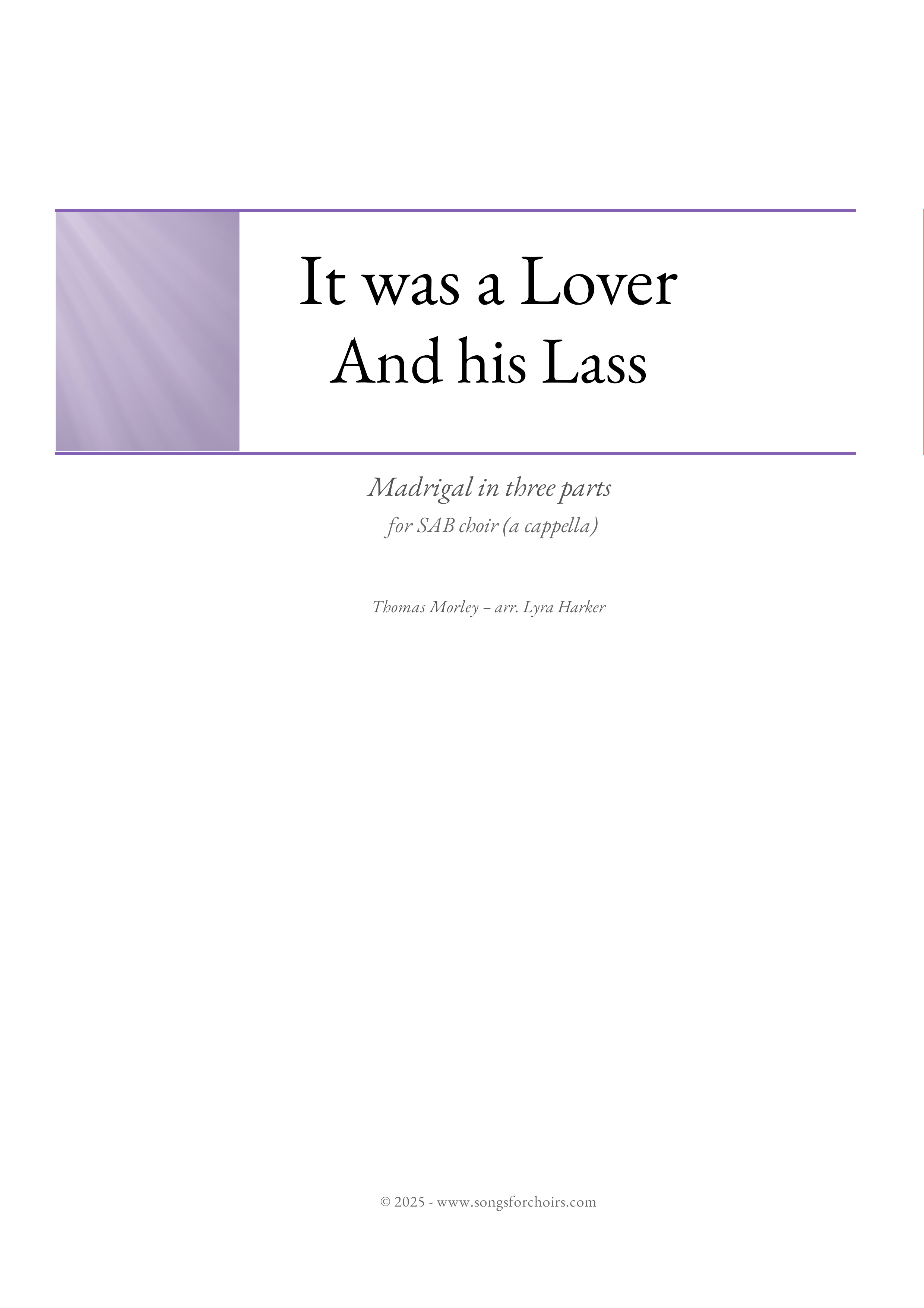 It was a Lover and his Lass cover